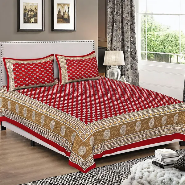 Cotton_Printed_Maroon_Bed_Sheet_With_2_Pillow_Covers