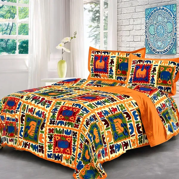 Cotton_Multicolor_Printed_Bed_Sheet_With_2_Pillow_Covers