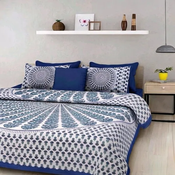Cotton_Jaipuri_Print_Blue_Bed_Sheet_With_2_Pillow_Covers