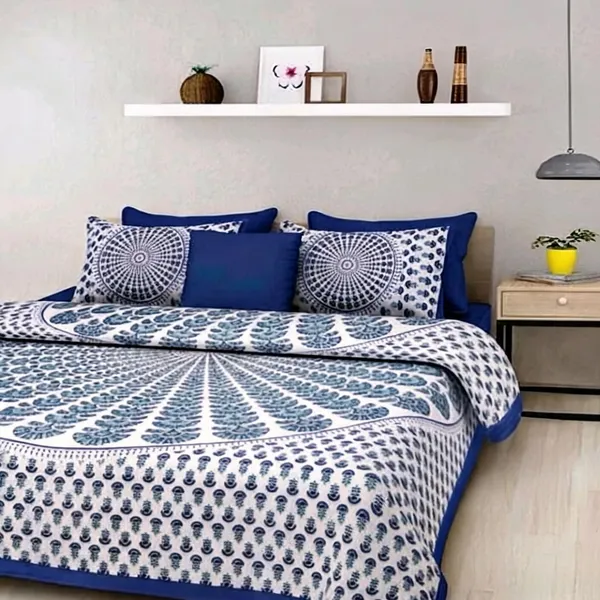 Cotton_Jaipuri_Print_Blue_Bed_Sheet_With_2_Pillow_Covers