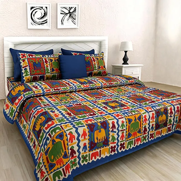 Cotton_Jaipuri_Print_Multicolor_Bed_Sheet_With_2_Pillow_Covers