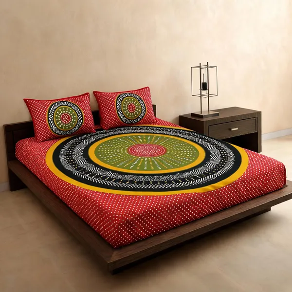Cotton_Jaipuri_Prints_Multicolor_Bed_Sheet_With_2_Pillow_Covers