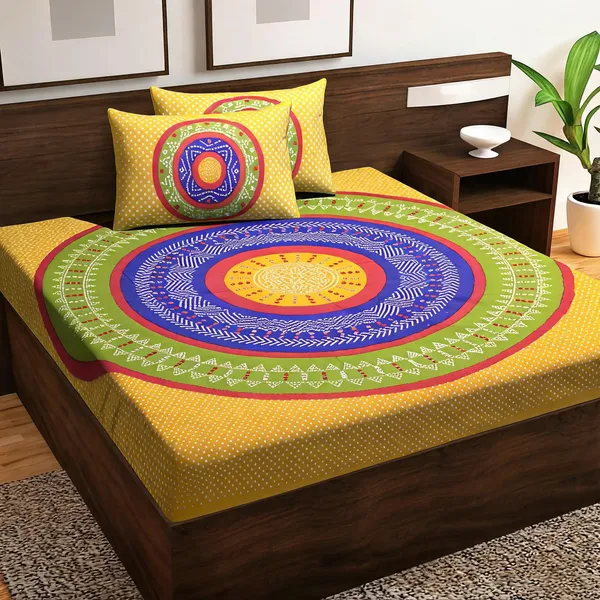 Cotton_Multicolor_Printed_Bed_Sheet_With_2_Pillow_Covers