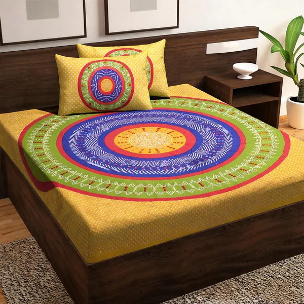 Cotton_Multicolor_Printed_Bed_Sheet_With_2_Pillow_Covers
