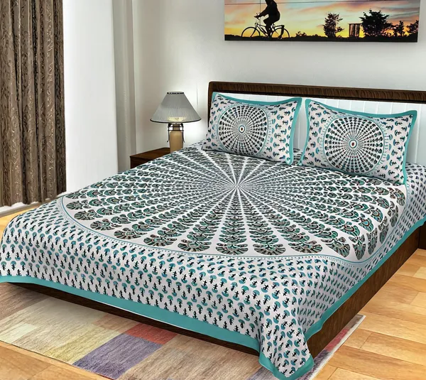 Cotton_Jaipuri_Prints_Multicolor_Bed_Sheet_With_2_Pillow_Covers