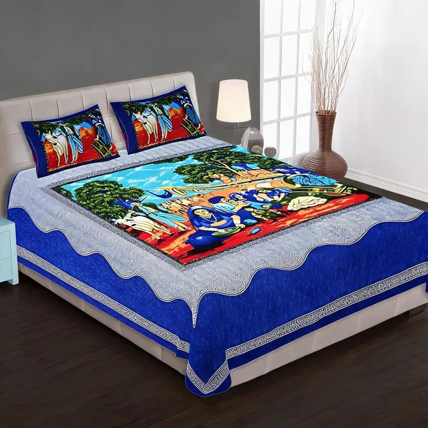 Cotton_Multicolor_Printed_Bed_Sheet_With_2_Pillow_Covers