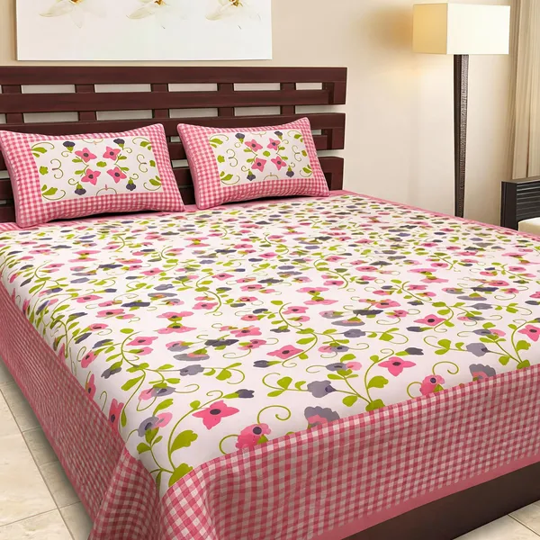 Cotton_Floral_Print_White_And_Pink_Bed_Sheet_With_2_Pillow_Covers