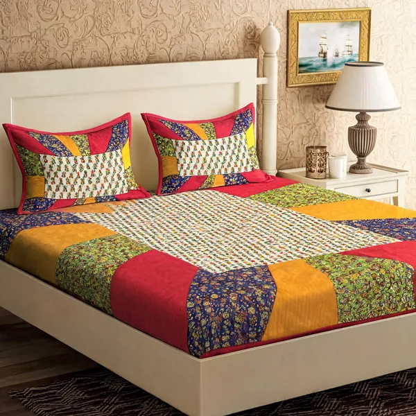 Cotton_Printed_Multicolor_Bed_Sheet_With_2_Pillow_Covers