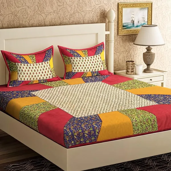 Cotton_Printed_Multicolor_Bed_Sheet_With_2_Pillow_Covers