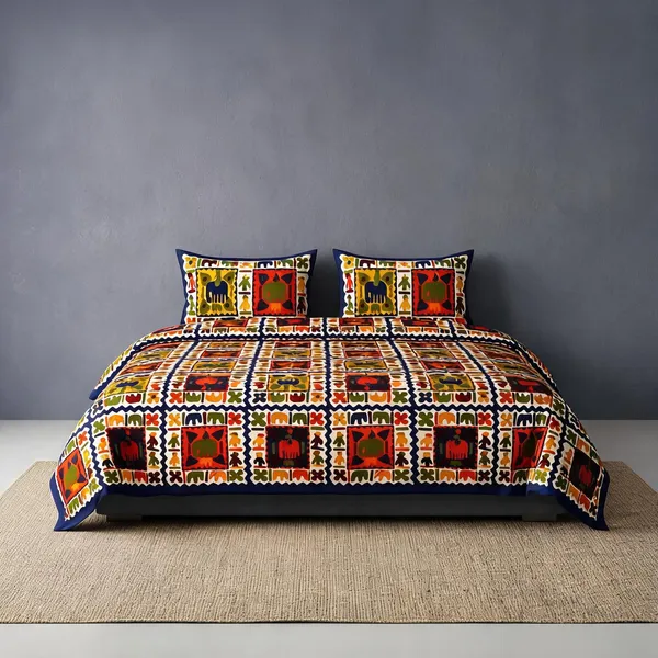 Cotton_Jaipuri_Prints_Multicolor_Bed_Sheet_With_2_Pillow_Covers