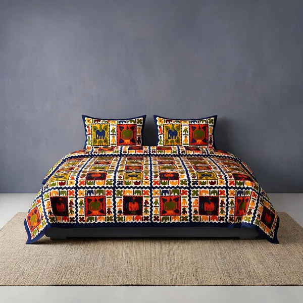 Cotton_Jaipuri_Prints_Multicolor_Bed_Sheet_With_2_Pillow_Covers