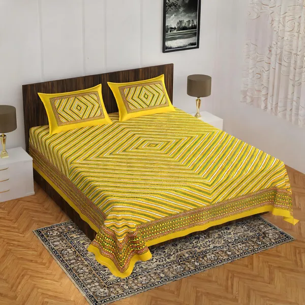Cotton_Jaipuri_Prints_Multicolor_Bed_Sheet_With_2_Pillow_Covers