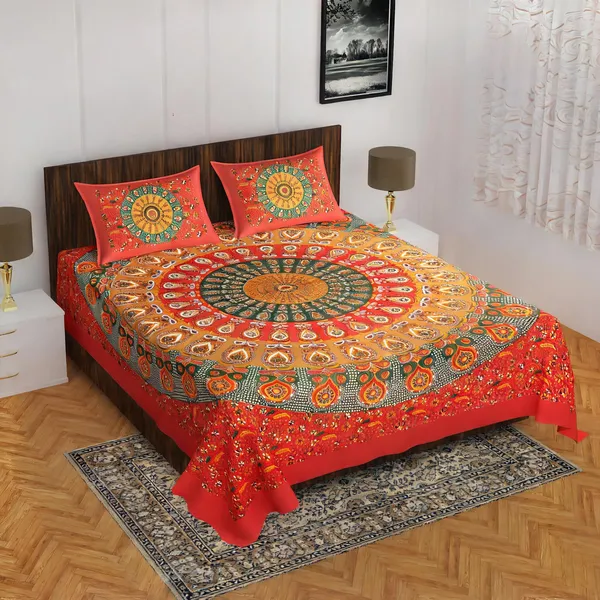 Cotton_Jaipuri_Multicolor_Jaipuri_Print_Bed_Sheet_With_2_Pillow_Covers