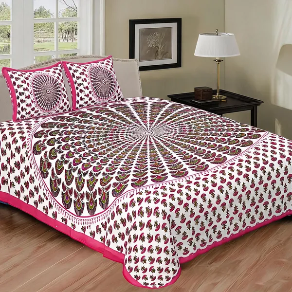 Cotton_Printed_Pink_Bed_Sheet_With_2_Pillow_Covers