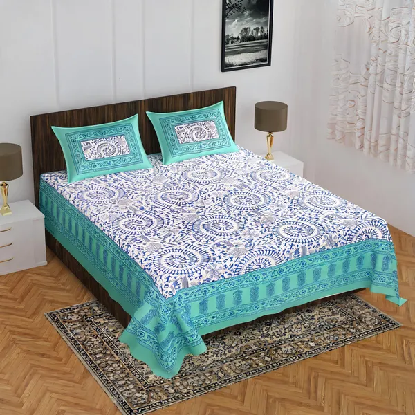 Cotton_Jaipuri_Prints_Multicolor_Bed_Sheet_With_2_Pillow_Covers