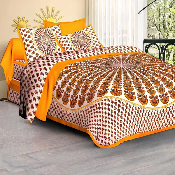 Cotton_Jaipuri_Prints_Multicolor_Bed_Sheet_With_2_Pillow_Covers