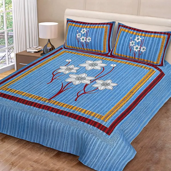 Cotton_Jaipuri_Prints_Multicolor_Bed_Sheet_With_2_Pillow_Covers