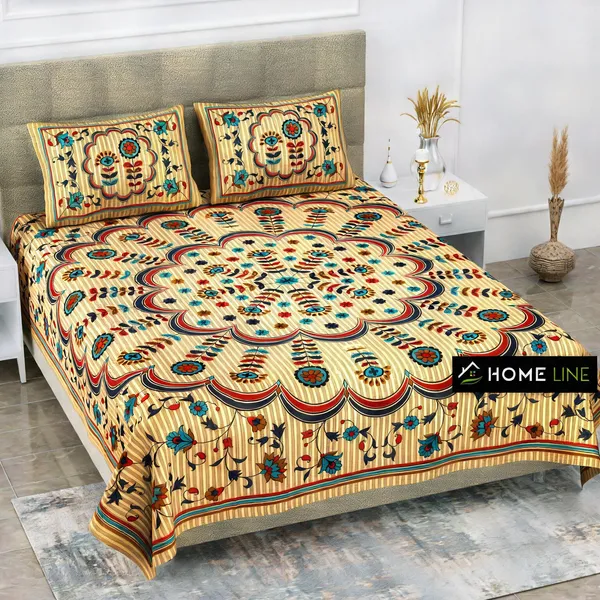 Cotton_Jaipuri_Prints_Multicolor_Bed_Sheet_With_2_Pillow_Covers