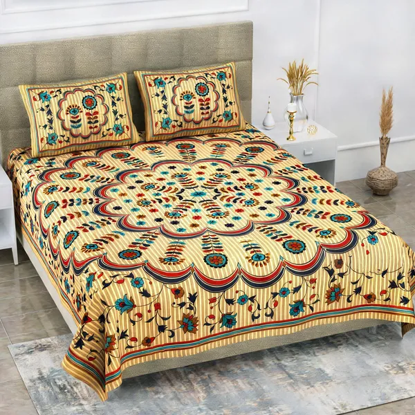 Cotton_Jaipuri_Prints_Multicolor_Bed_Sheet_With_2_Pillow_Covers