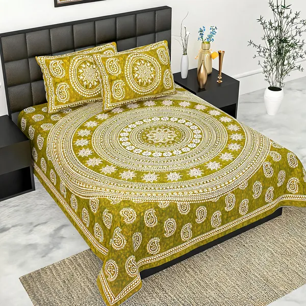 Cotton_Jaipuri_Print_Multicolor_Bed_Sheet_With_2_Pillow_Covers