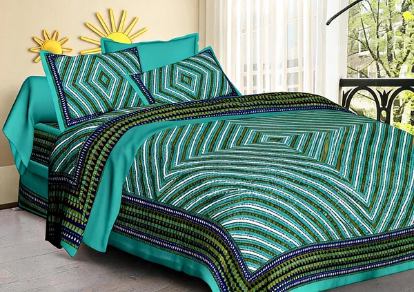 Cotton_3D_Printed_Multicolor_Bed_Sheet_With_2_Pillow_Covers
