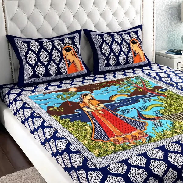 Cotton_Multicolor_Printed_Bed_Sheet_With_2_Pillow_Covers