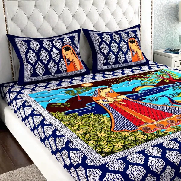 Cotton_Multicolor_Printed_Bed_Sheet_With_2_Pillow_Covers