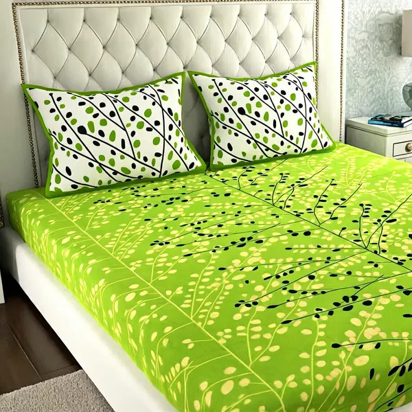 Cotton_Jaipuri_Print_Green_Bed_Sheet_With_2_Pillow_Covers