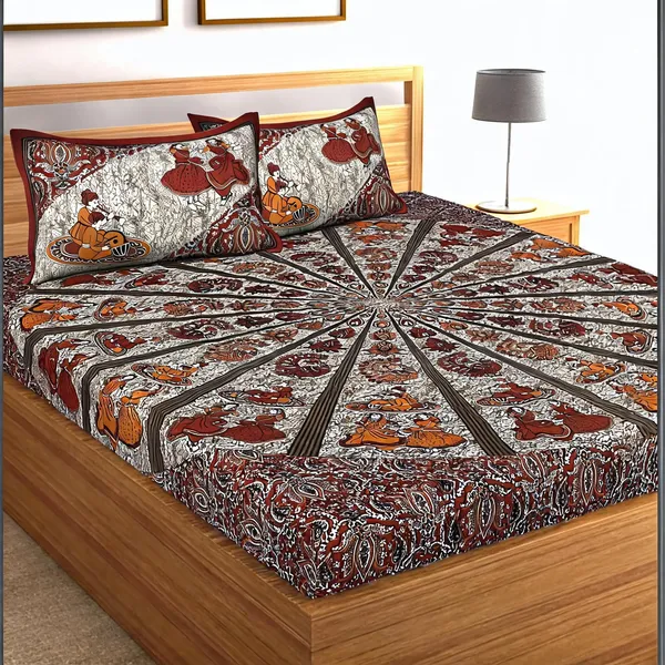 Cotton_Jaipuri_Prints_Multicolor_Bed_Sheet_With_2_Pillow_Covers
