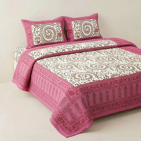 Cotton_Jaipuri_Print_Pink_Bed_Sheet_With_2_Pillow_Covers