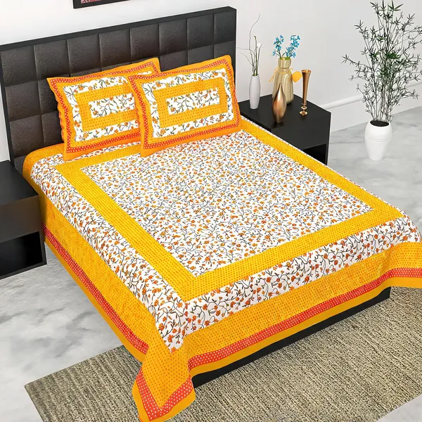 Cotton_Jaipuri_Yellow_Jaipuri_Prints_Bed_Sheet_With_2_Pillow_Covers