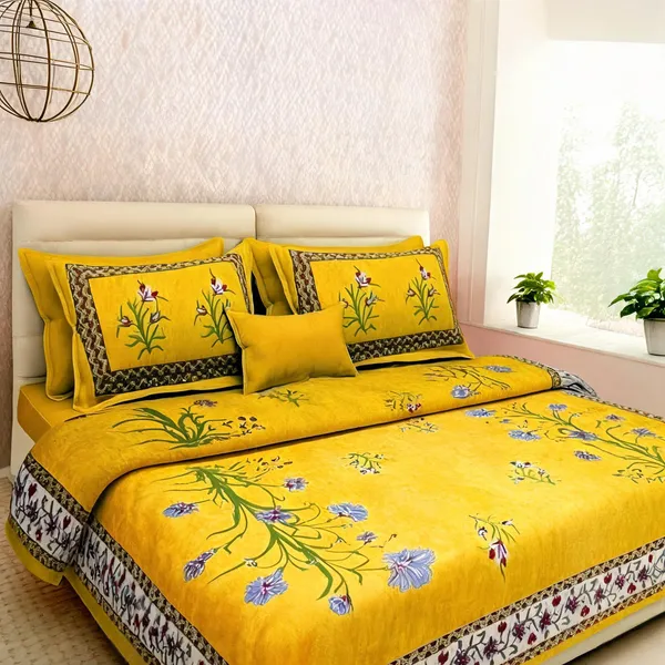 Cotton_Floral_Yellow_Bed_Sheet_With_2_Pillow_Covers