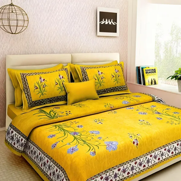 Cotton_Floral_Yellow_Bed_Sheet_With_2_Pillow_Covers