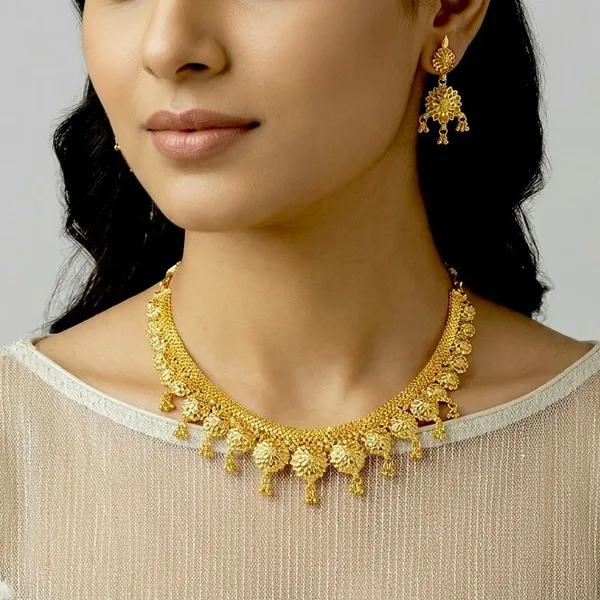 Gold_Micro_Plated_Copper_Floral_Drop_Necklace_Earrings_Set