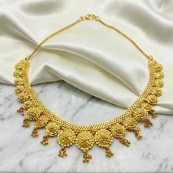 Gold_Micro_Plated_Copper_Floral_Drop_Necklace_Earrings_Set