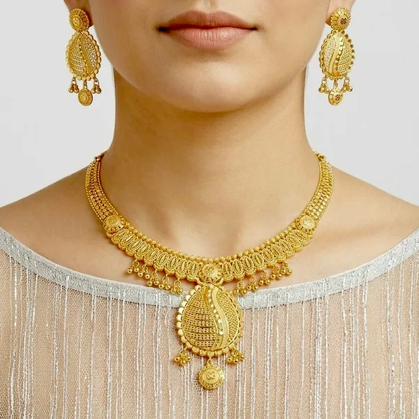 Gold_Micro_Plated_Copper_Dubai_Heritage_Oval_Pendant_Necklace_Set