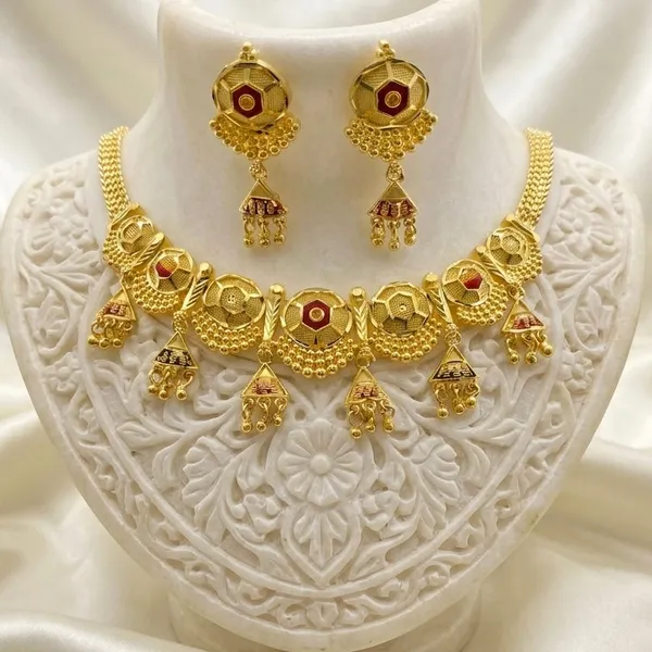 Gold_Micro_Plated_Meenakari_Round_Mesh_Necklace_Set_For_Women