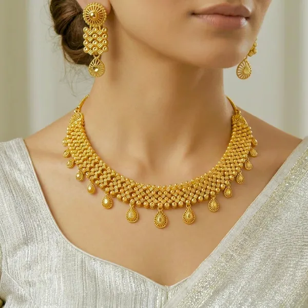 Gold_Micro_Plated_Copper_Dubai_Beaded_Drop_Pendant_Necklace_Set