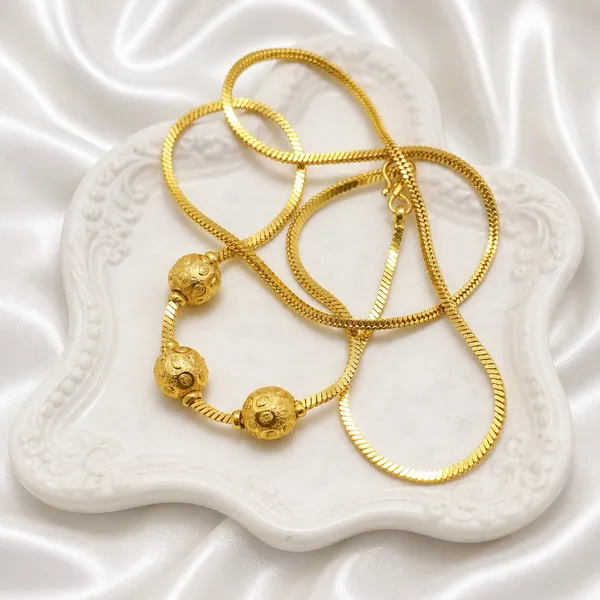 Gold_Micro_Plated_Copper_Three_Ball_Mugapu_Bead_Neck_Chain