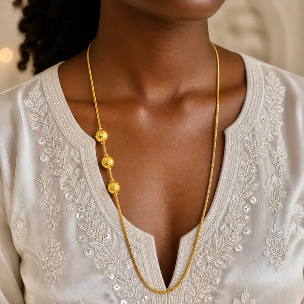 Gold_Micro_Plated_Copper_Three_Ball_Mugapu_Bead_Neck_Chain