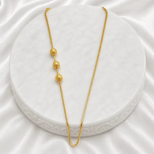 Gold_Micro_Plated_Copper_Three_Ball_Mugapu_Bead_Neck_Chain