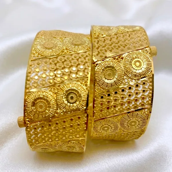Gold_Micro_Plated_Copper_Turkish_Floral_Medallion_Mesh_Bangle_Pair