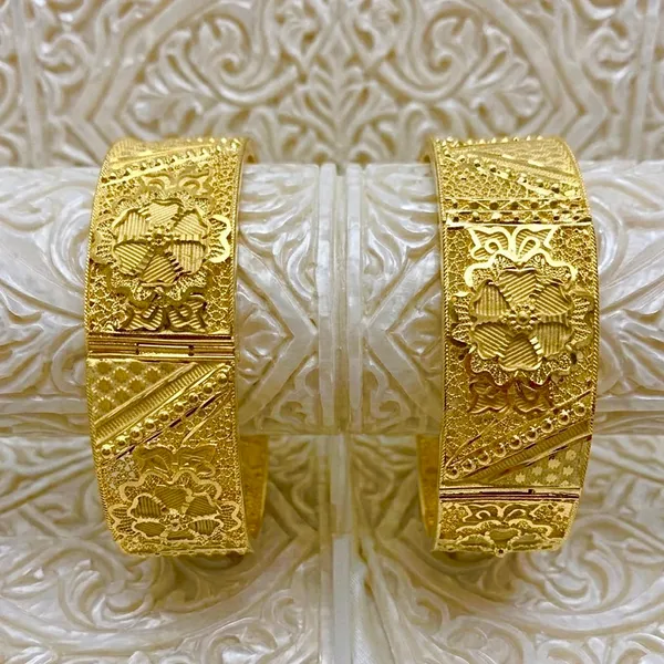 Gold_Micro_Plated_Turkish_Mesh_Floral_Motif_Bangle_Pair_For_Women