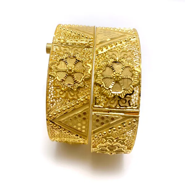 Gold_Micro_Plated_Turkish_Mesh_Floral_Motif_Bangle_Pair_For_Women