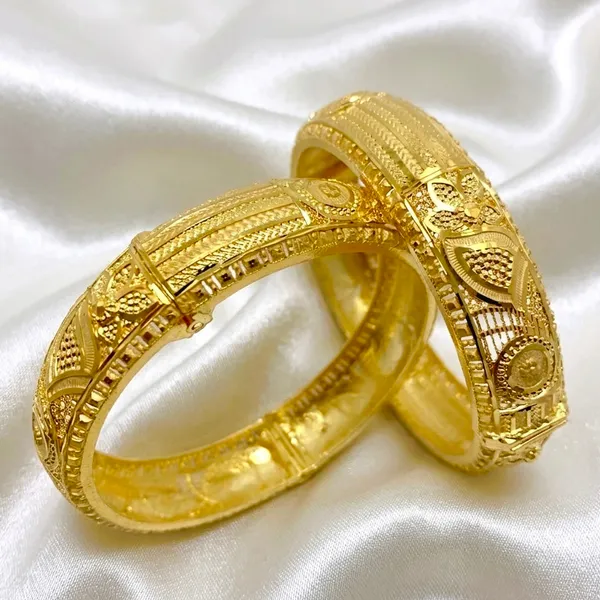 Gold_Micro_Plated_Turkish_Mesh_Screw_Lock_Bangle_Pair_For_Women