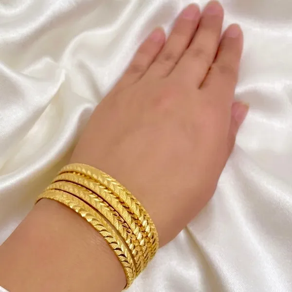 Gold_Micro_Plated_Dubai_Leaf_Pattern_Bangle_Pair_Style_4