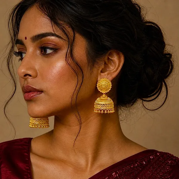 Gold_Plated_Ghungroo_Mesh_Temple_Style_Jhumki_Earrings_For_Women