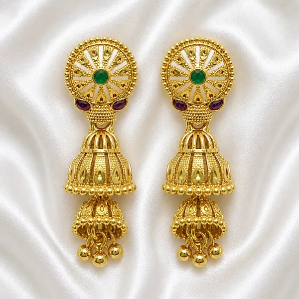 Gold_Copper_Ghungroo_Leaf_Mesh_Temple_Jhumki_Earrings_For_Women