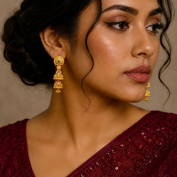 Gold_Copper_Ghungroo_Leaf_Mesh_Temple_Jhumki_Earrings_For_Women