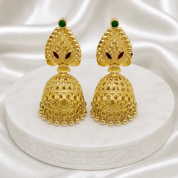 Gold_Plated_Meenakari_Ghungroo_Mesh_Temple_Jhumki_Earrings
